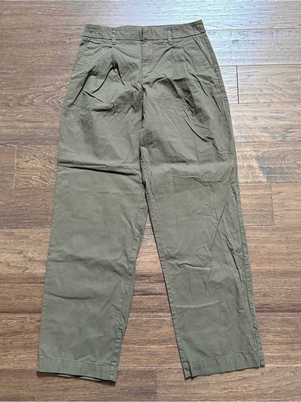 A New Day Vintage Inspired Olive Green Pleated Utility Pants, Size 6